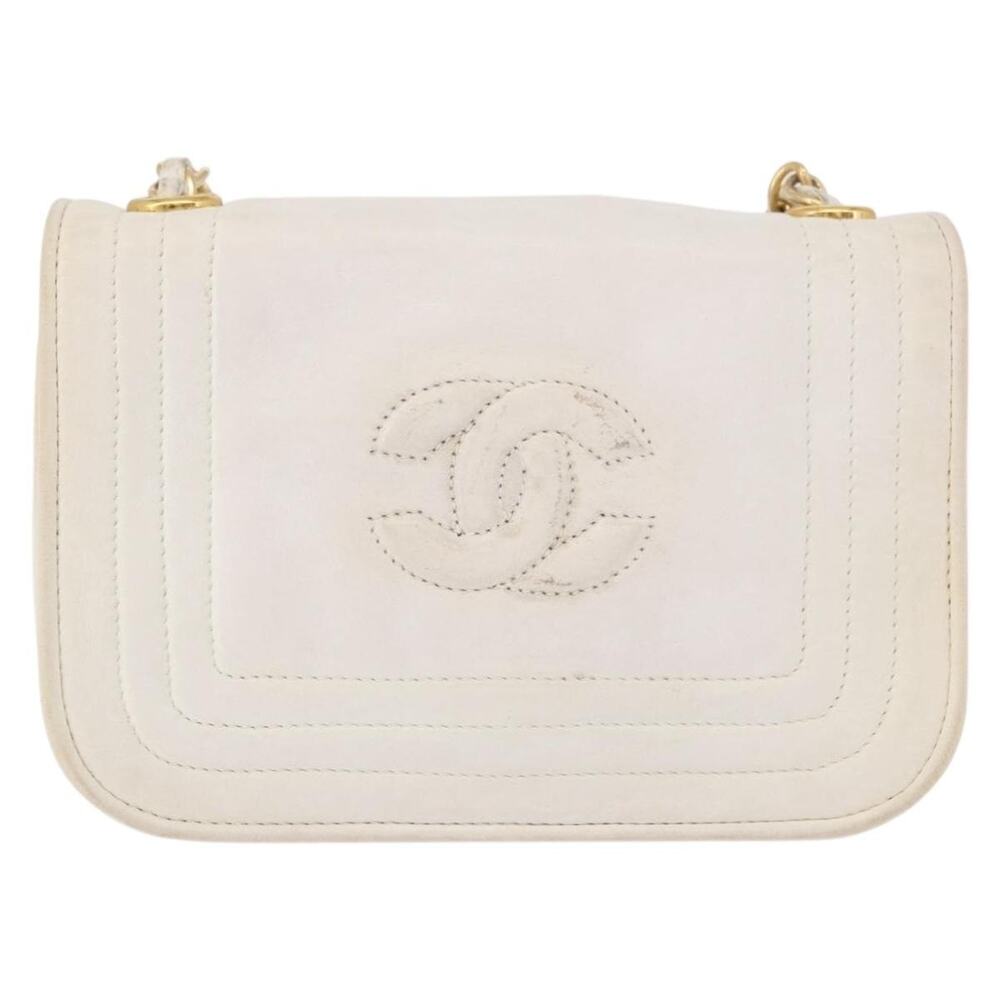 Chanel Lambskin Leather Chain Shoulder Bag White